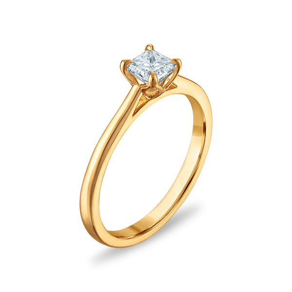 White Diamond Solitaire Ring in 10KT Gold