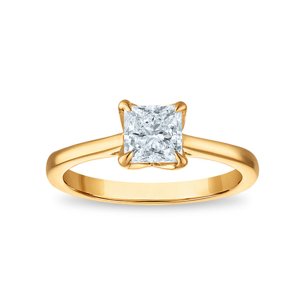 White Diamond Solitaire Ring in 10KT Gold