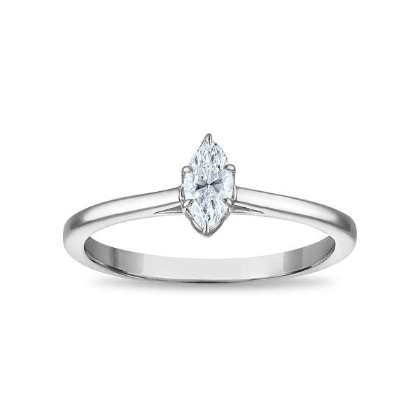 White Diamond Solitaire Ring in 10KT Gold