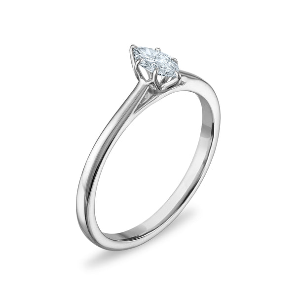 White Diamond Solitaire Ring in 10KT Gold