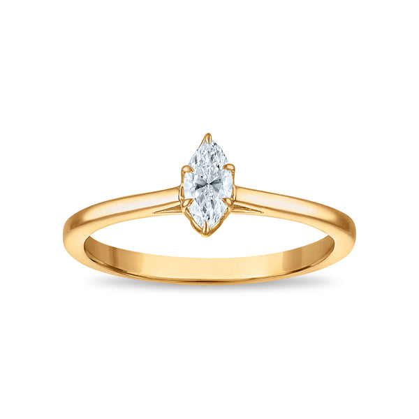 White Diamond Solitaire Ring in 10KT Gold