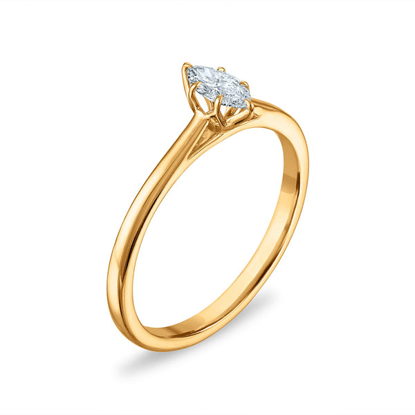 White Diamond Solitaire Ring in 10KT Gold