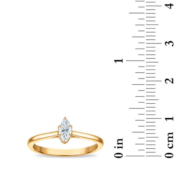 White Diamond Solitaire Ring in 10KT Gold