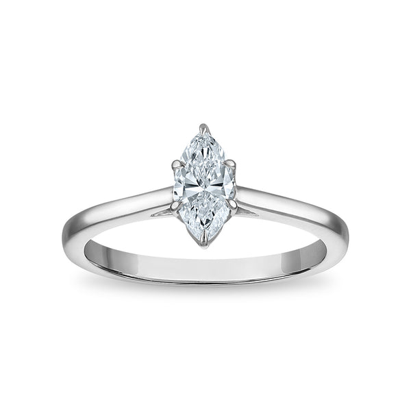 White Diamond Solitaire Ring in 10KT Gold