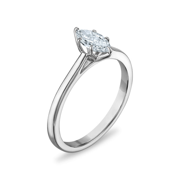 White Diamond Solitaire Ring in 10KT Gold