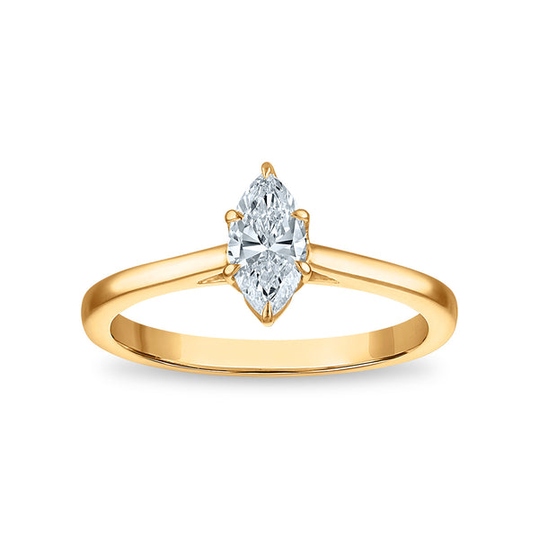 White Diamond Solitaire Ring in 10KT Gold