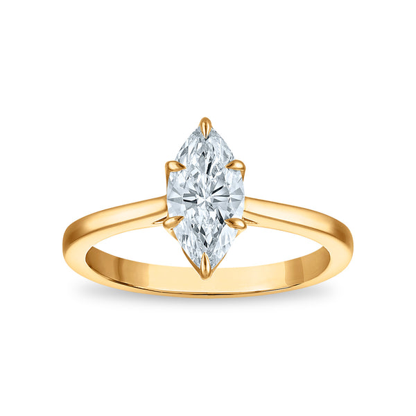 White Diamond Solitaire Ring in 10KT Gold