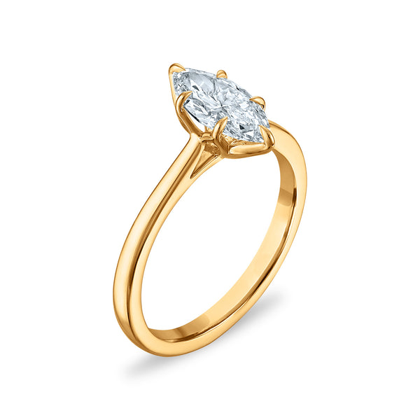 White Diamond Solitaire Ring in 10KT Gold