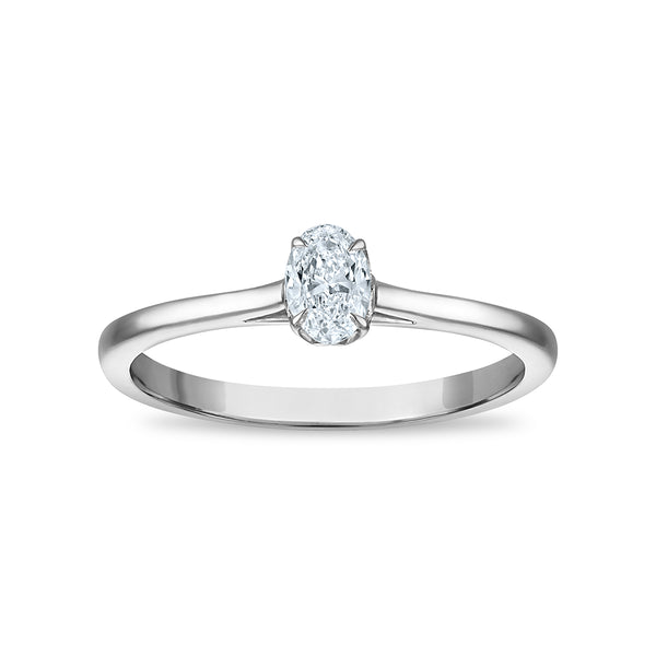 White Diamond Solitaire Ring in 10KT Gold
