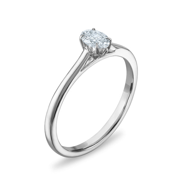 White Diamond Solitaire Ring in 10KT Gold