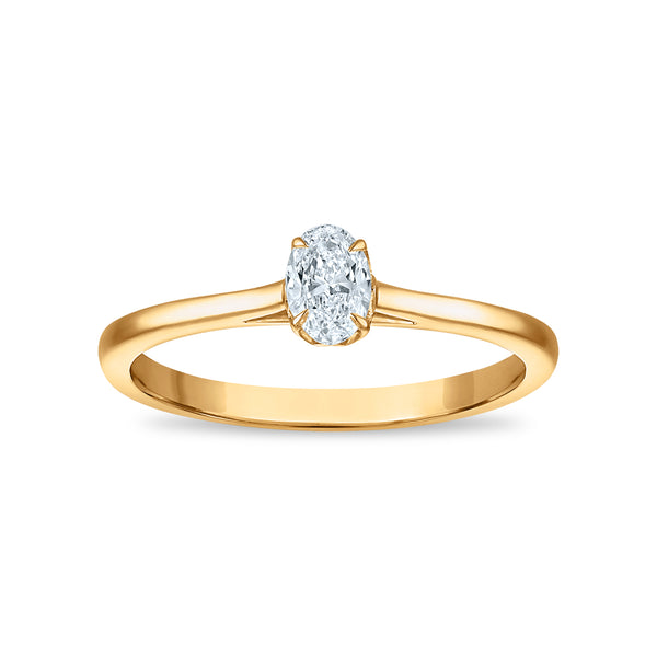White Diamond Solitaire Ring in 10KT Gold