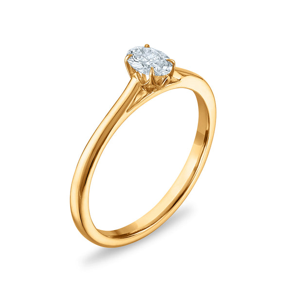 White Diamond Solitaire Ring in 10KT Gold
