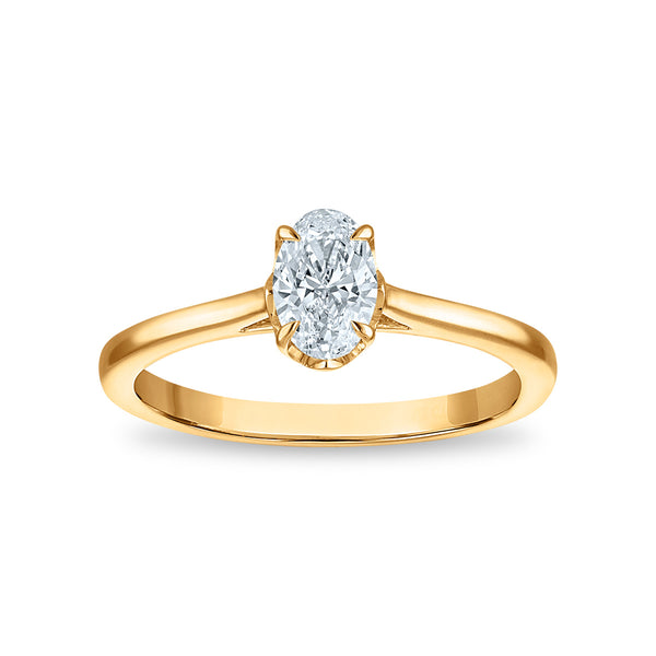 White Diamond Solitaire Ring in 10KT Gold