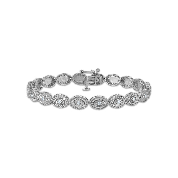 White Diamond Cluster Bracelet in 925 Silver