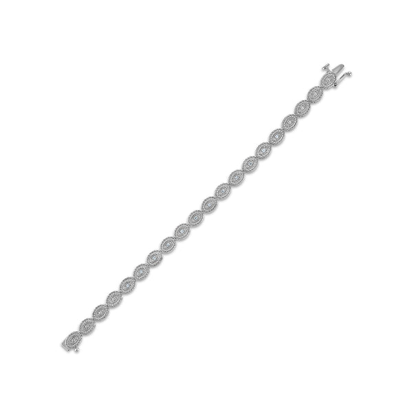 White Diamond Cluster Bracelet in 925 Silver