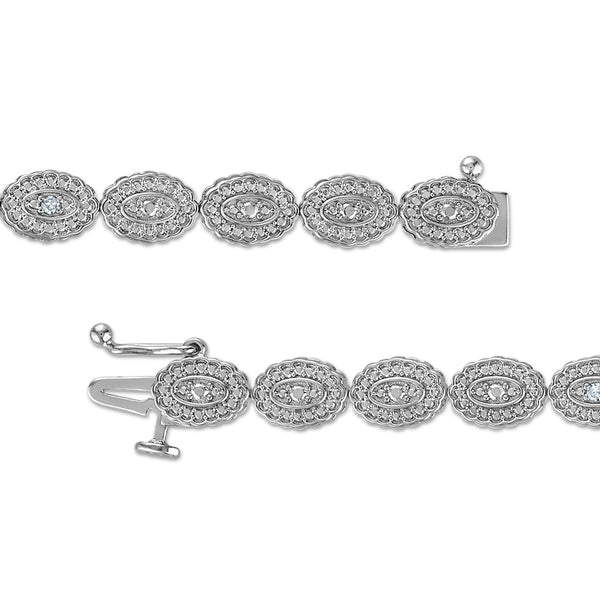 White Diamond Cluster Bracelet in 925 Silver