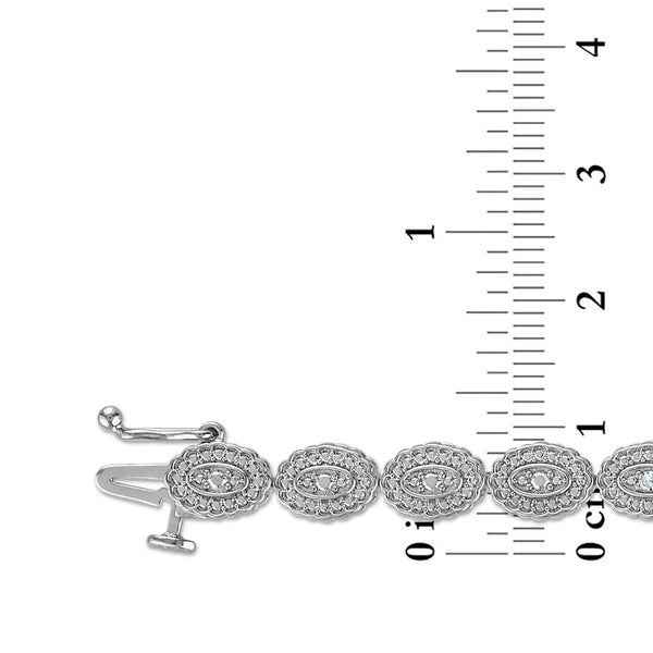 White Diamond Cluster Bracelet in 925 Silver