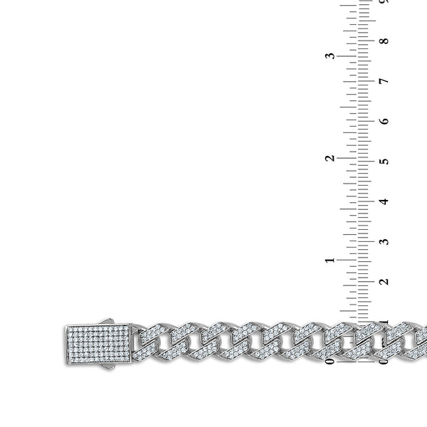 White Diamond Cuban Link Bracelet in 925 Silver