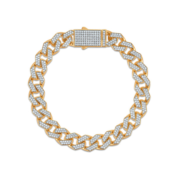 White Diamond Cuban Link Bracelet in 925 Silver