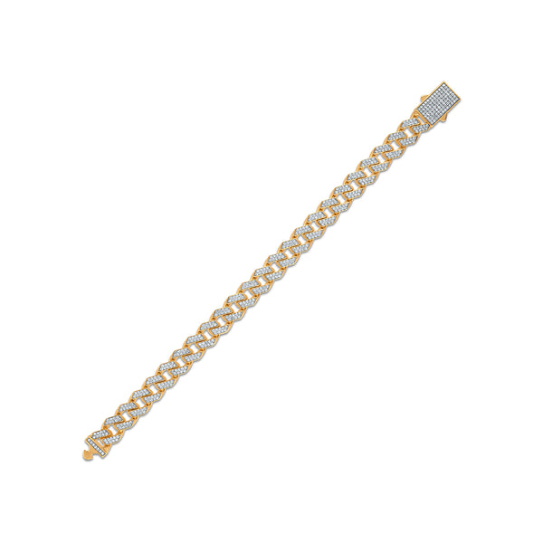 White Diamond Cuban Link Bracelet in 925 Silver