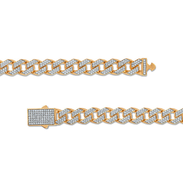 White Diamond Cuban Link Bracelet in 925 Silver