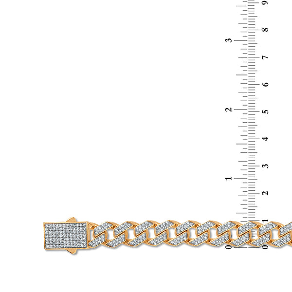 White Diamond Cuban Link Bracelet in 925 Silver