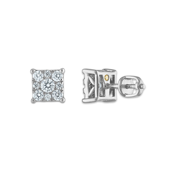 EcoLove 3/4 CTW Lab Grown Diamond Cluster Stud Earrings in 14KT White Gold