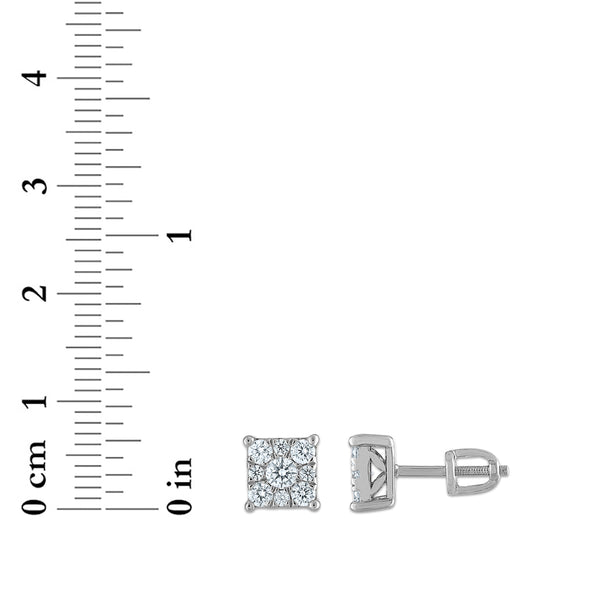 EcoLove 3/4 CTW Lab Grown Diamond Cluster Stud Earrings in 14KT White Gold
