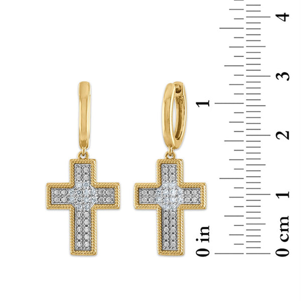 White Diamond Cross Earrings in 925 Silver