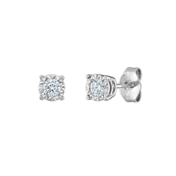 EcoLove 1/4 CTW Lab Grown Diamond Illusion Set Stud Earrings in Sterling Silver