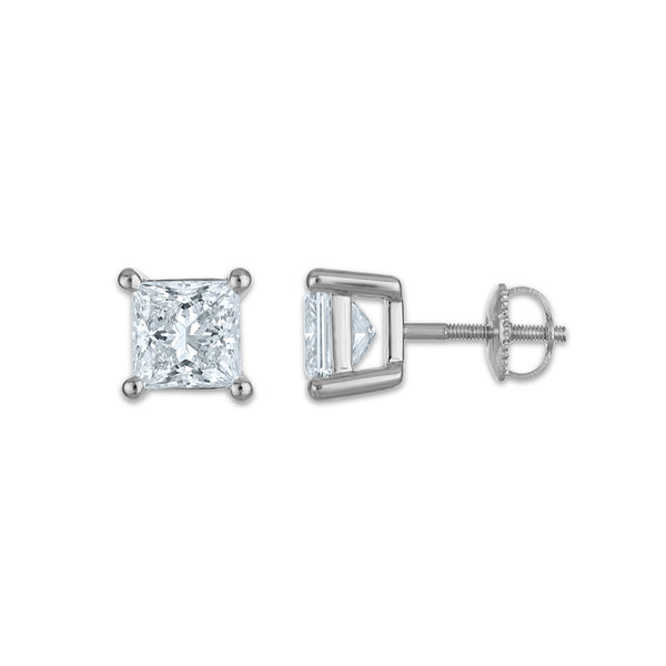 EcoLove 4 CTW Lab Grown Diamond Stud Princess Cut Earrings in 10KT White Gold