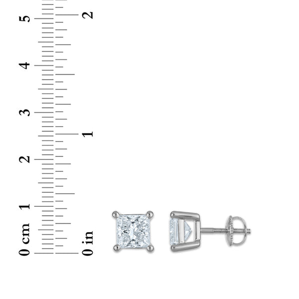 EcoLove 4 CTW Lab Grown Diamond Stud Princess Cut Earrings in 10KT White Gold