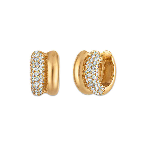 White Diamond Huggie Earrings in 925 Silver