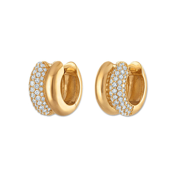 White Diamond Huggie Earrings in 925 Silver