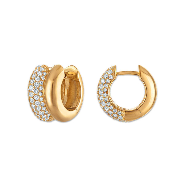 White Diamond Huggie Earrings in 925 Silver