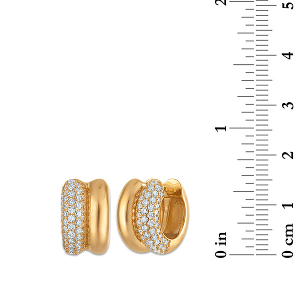 White Diamond Huggie Earrings in 925 Silver