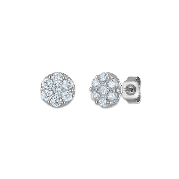 EcoLove 1 CTW Lab Grown Diamond Round Stud Earrings in Sterling Silver