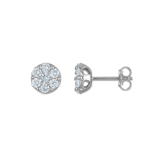 EcoLove 1 CTW Lab Grown Diamond Round Stud Earrings in Sterling Silver