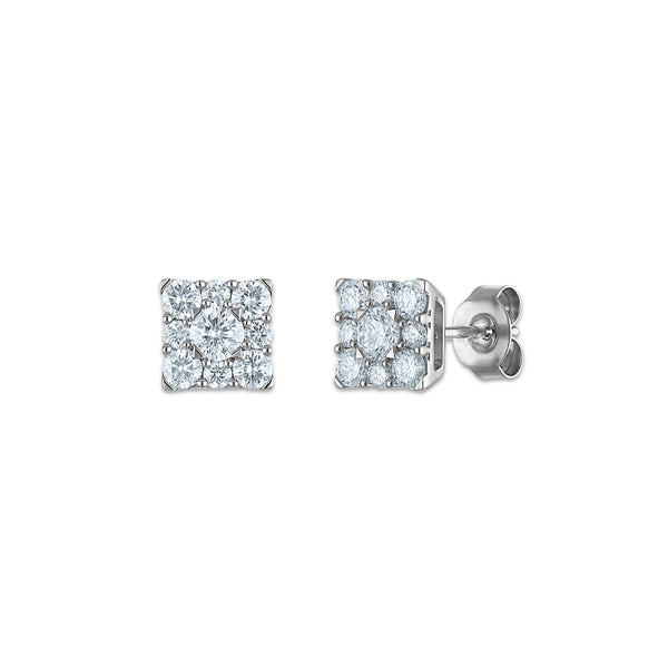 EcoLove 1 CTW Lab Grown Diamond Square Stud Earrings in Sterling Silver