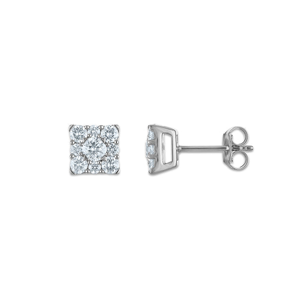 EcoLove 1 CTW Lab Grown Diamond Square Stud Earrings in Sterling Silver