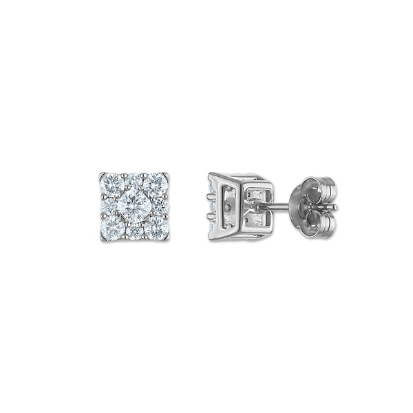 EcoLove 1 CTW Lab Grown Diamond Square Stud Earrings in Sterling Silver
