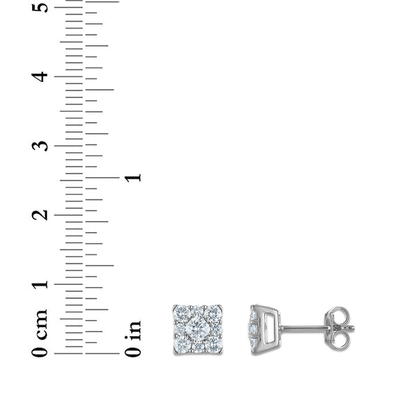 EcoLove 1 CTW Lab Grown Diamond Square Stud Earrings in Sterling Silver