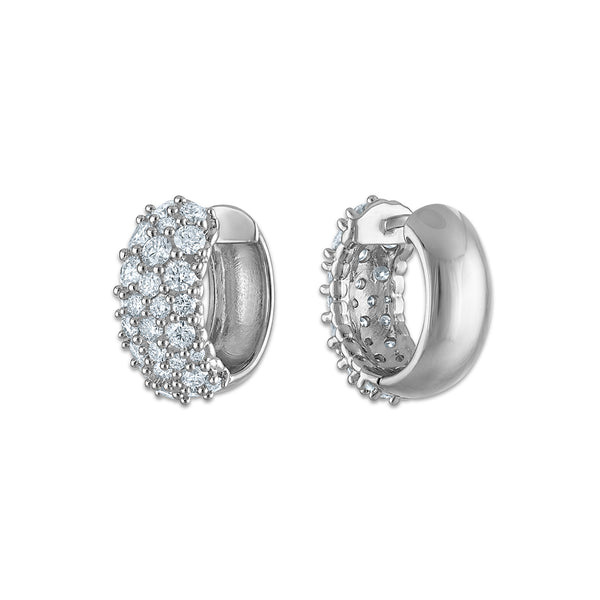 EcoLove 2 CTW Diamond Pave Hoop Earrings in Sterling Silver