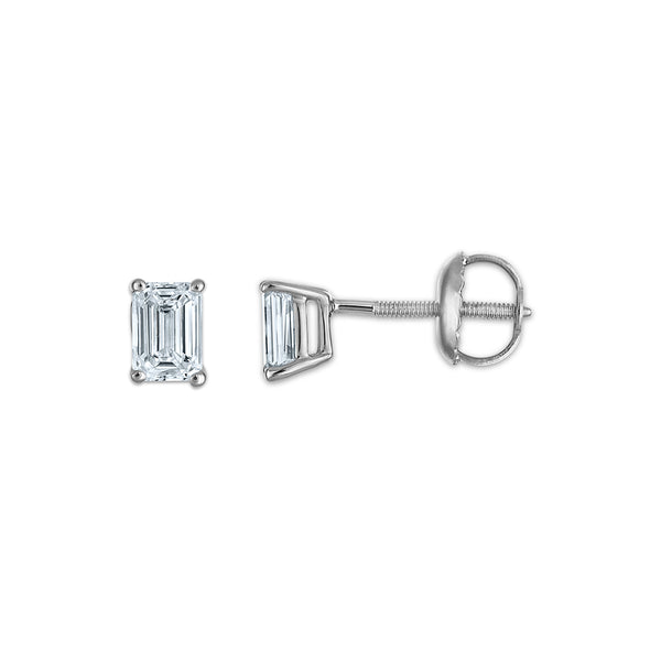 White Diamond Stud Earrings in 10KT Gold