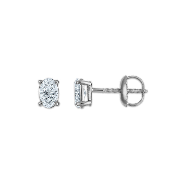 White Diamond Stud Earrings in 10KT Gold