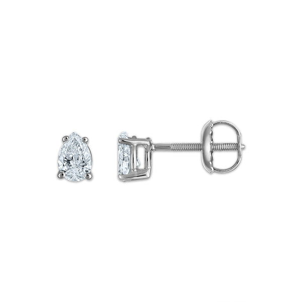 White Diamond Stud Earrings in 10KT Gold