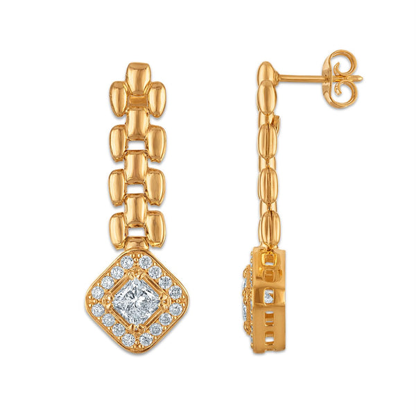 EcoLove 1-3/4 CTW Lab Grown Diamond Earrings in 18KT Yellow Gold Plated Sterling Silver