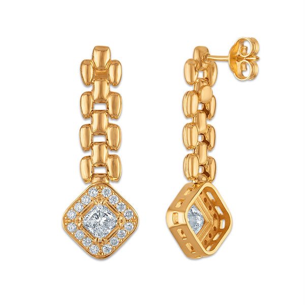 EcoLove 1-3/4 CTW Lab Grown Diamond Earrings in 18KT Yellow Gold Plated Sterling Silver