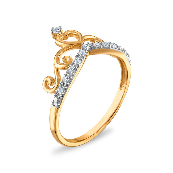 White Diamond Hearts & Symbols Ring in 10KT Gold