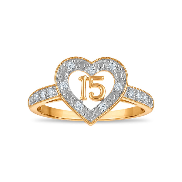 White Diamond Hearts & Symbols Ring in 10KT Gold